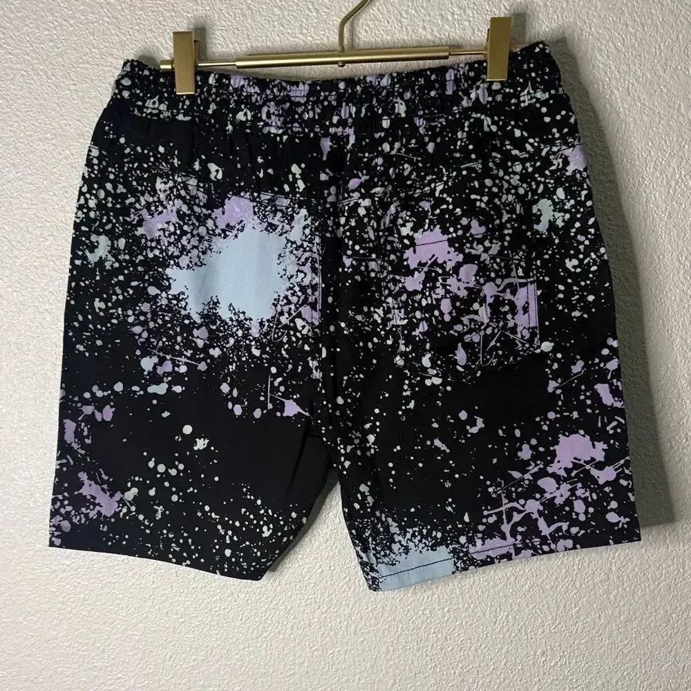 Fresh- Black and Purple Splash Shorts- medium
